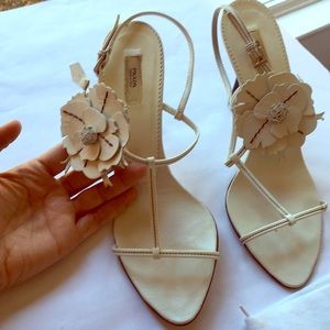 Prada white high heel slingback sandals size 38